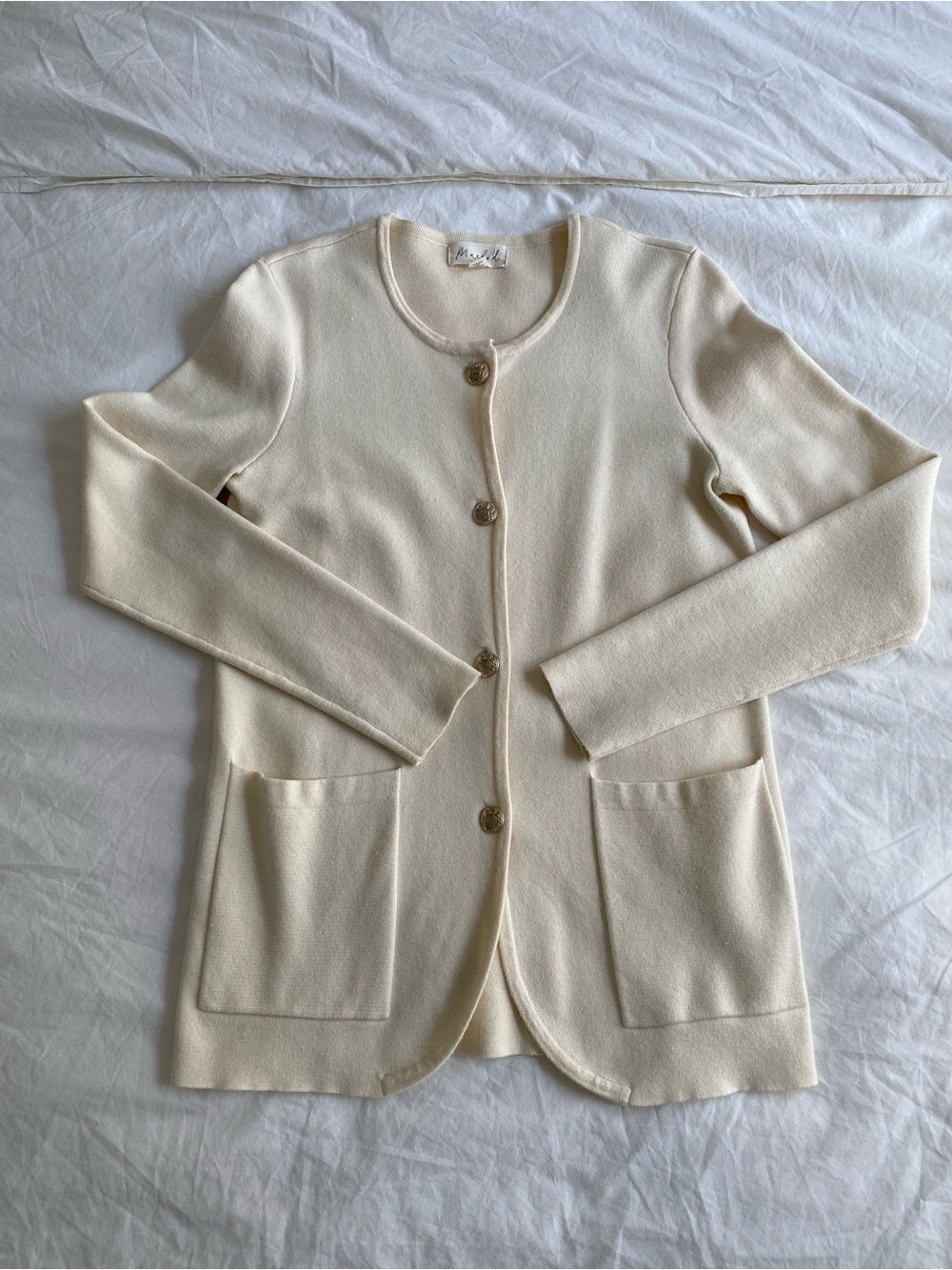 Cardigan in cream butter, yellow